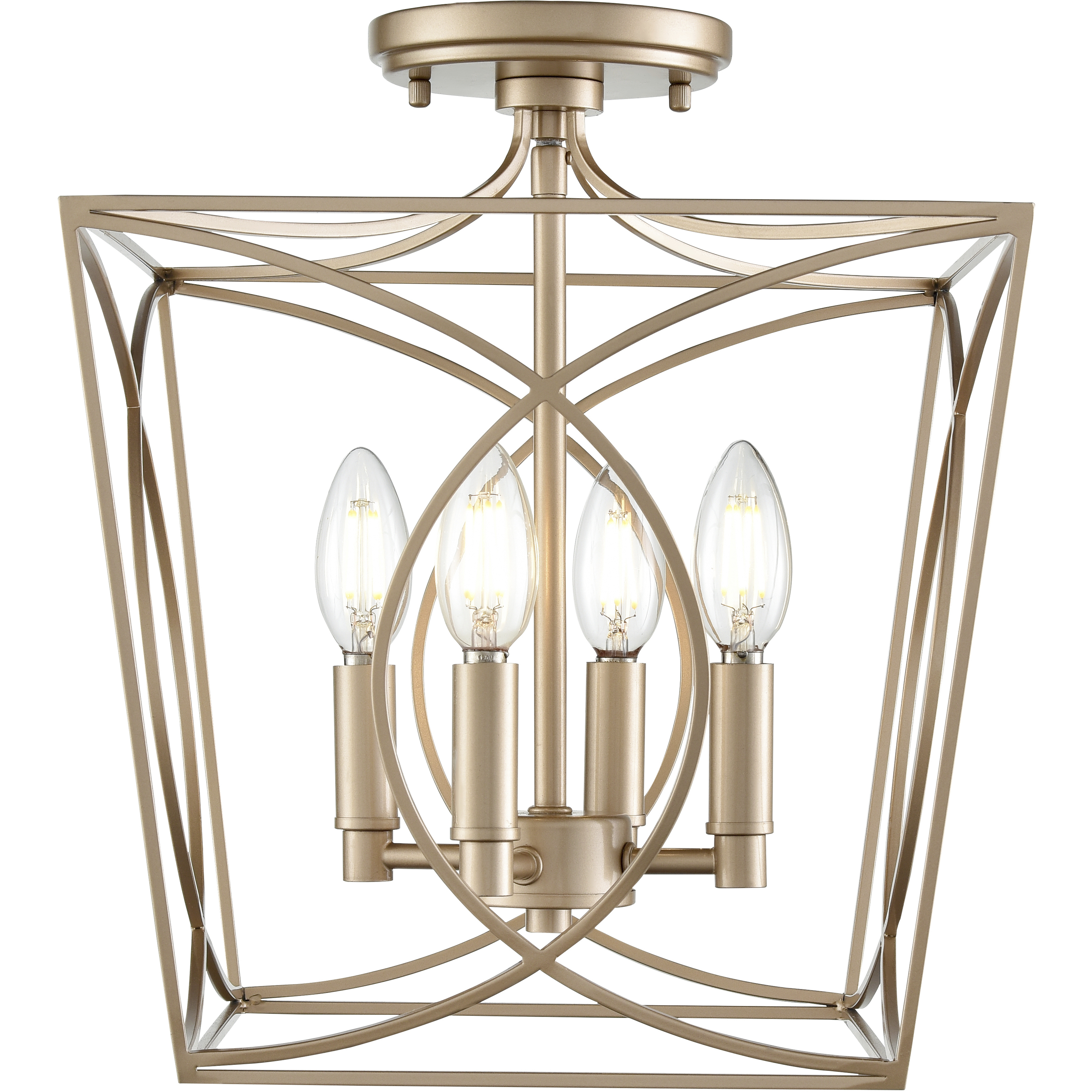 Tracy 4 Light 12 inch Painted Modern Gold Semi-Flush Mount Ceiling Light